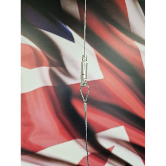 Metallic Gripper hook on a blurred background of a flag 170.150.002