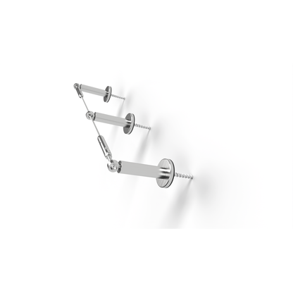 Photo of TECNI trellis kit pro on white background showing three components connecting with cable 