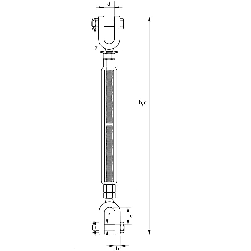 Turnbuckle Jaw & Jaw Drop forged high tensile steel SAE 1035 or 1045