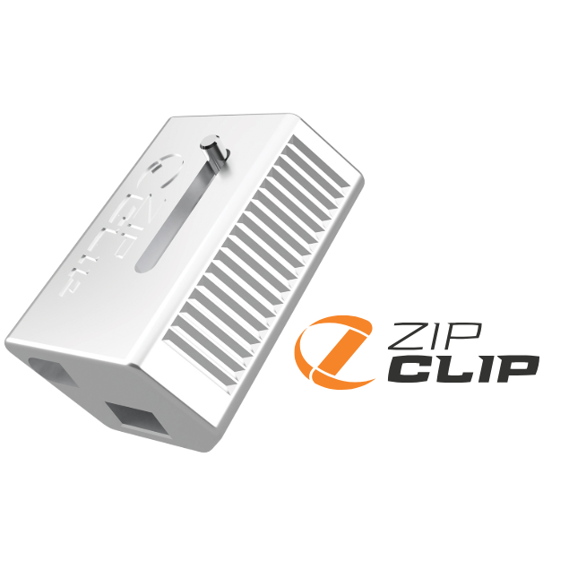 Photo of a kwik loc zip clip KL150 on a white background next to wording detailing the branding of the product. 