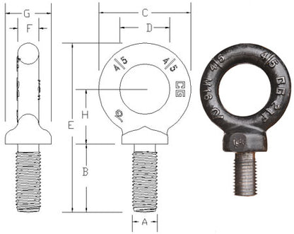 Crosby® M-279 Metric Forged Shoulder Type Machinery Eye Bolts