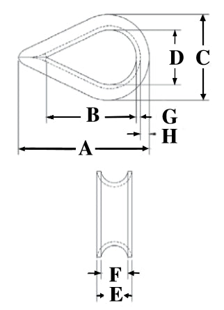 Crosby G-411 Galvanised Standard Wire Rope Thimble for 6/7mm (1/4") Wire Rope - 221.037.292