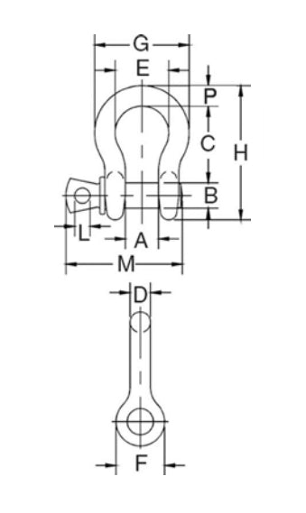 Crosby S209T Black Screw Pin Anchor Shackle