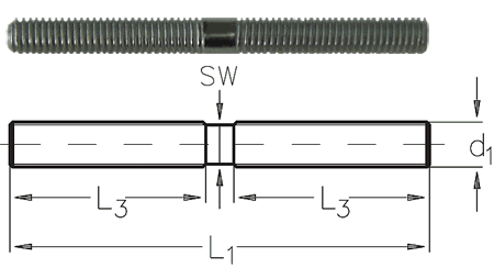 螺柱-SS-M8-RH-LH-双