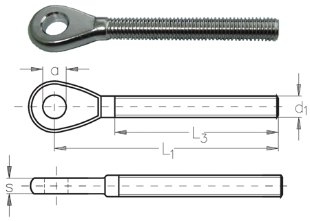 M8 LH Stainless Steel A4-AISI 316 Threaded Eye Terminal - 105.031.908