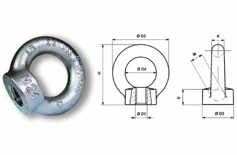 M24 White Zinc-Plated (BZP) Lifting Eyenut DIN 582 WLL 1800 kgs - 106.051.024