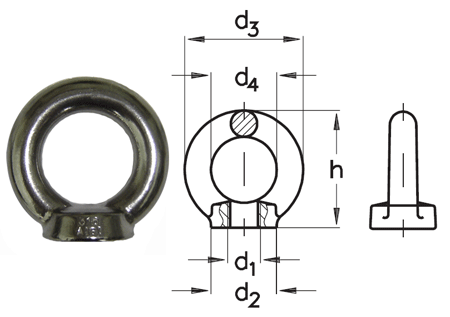 M6 A4-AISI 316 Stainless Steel Eyenut COMMERCIAL - 308.111.006