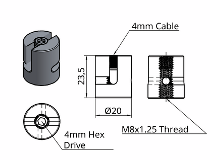 4mm A4-AISI 316 Stainless Steel Multi Angle Cross Clip - 208.900.004