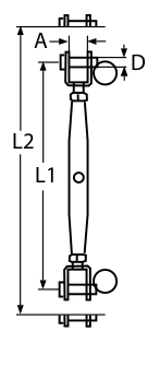 M12 A4-AISI 316 Stainless Steel Jaw & Jaw Rigging Screw Standard Type - 208.245.412