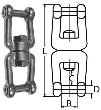 6mm A4-AISI 316 Stainless Steel Swivel Jaw/Jaw Type - 218.535.406