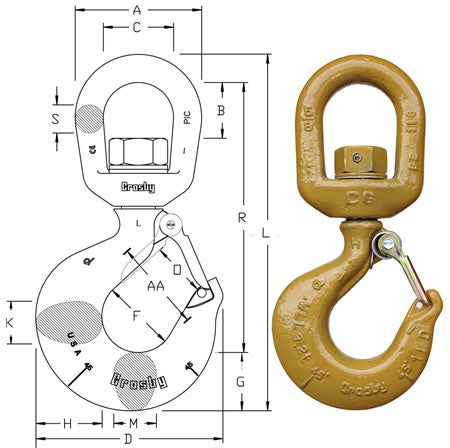 Crosby L-322AN Alloy Steel Swivel Hook