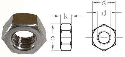 M16 LH A4-AISI 316 Stainless Steel DIN 934 Hexagon Nut - 303.511.416