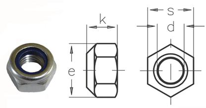 M10 RH A4-AISI 316 Stainless Steel DIN 985 Hexagon Nyloc Lock Nut - 303.514.010