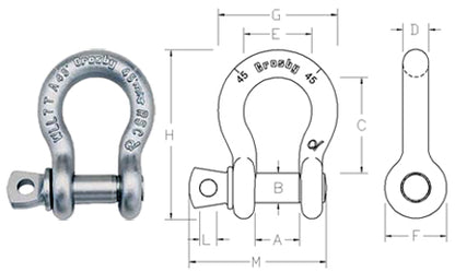 Crosby G209A Full Alloy Steel Anchor Bow Shackle Screw Pin