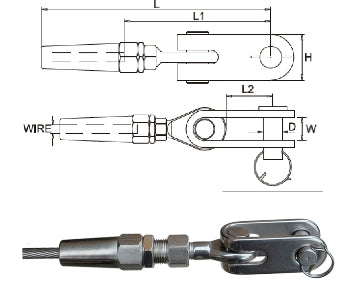 5mm A4-AISI 316 Stainless Steel Swageless Toggle - 105.010.705