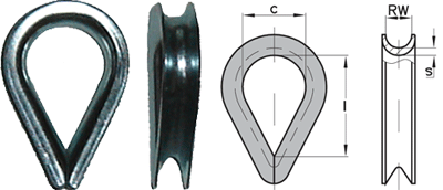 6mm Galvanised Wire Rope Thimble - DIN 6899 BF - 110.310.006