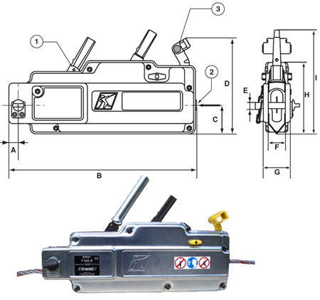 Tractel Tirfor T532D Wire Rope Lever Operated Winch 3200 kgs WLL - 203.105.032